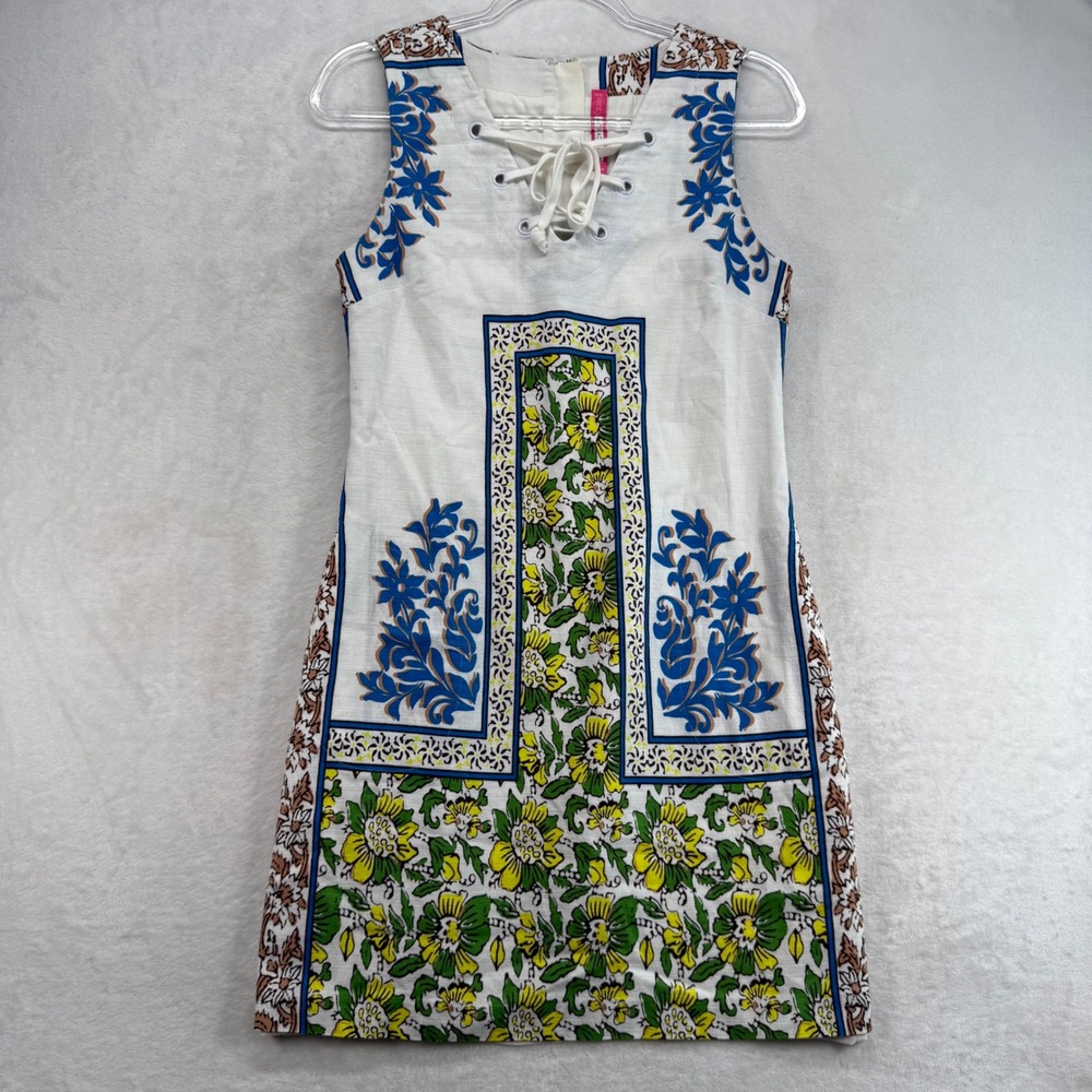 Plenty by Tracy Reese Floral Print Dress‎ Lace Up Sleeveless Casual White S